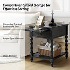 Table d'appoint traditionnelle Eric de 66 cm de haut en bois massif avec port USB, par HULALA HOME