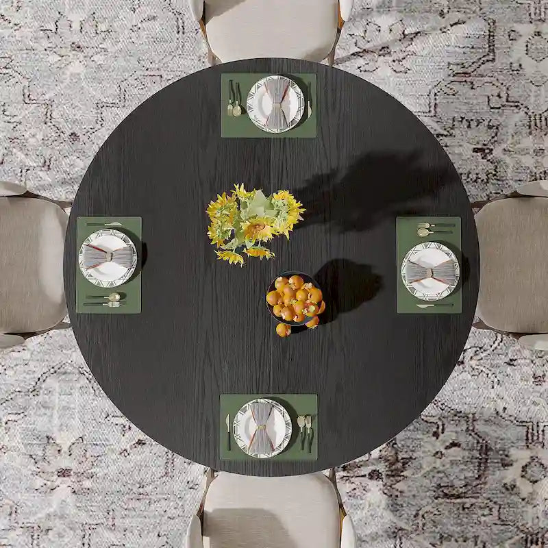 Table de salle à manger ronde pour 4 à 6 personnes, table de cuisine noire de 47,2 cm
