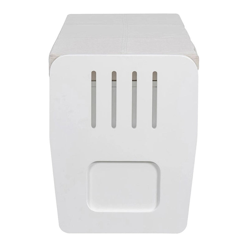 Banc de rangement rembourré en bois d'acacia style ferme, 43 pouces, avec 5 tiroirs