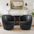 Modern Swivel Leather Accent Chair Upholstered Barrel Chair