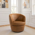 Fauteuil pivotant moderne en cuir, fauteuil tonneau rembourré