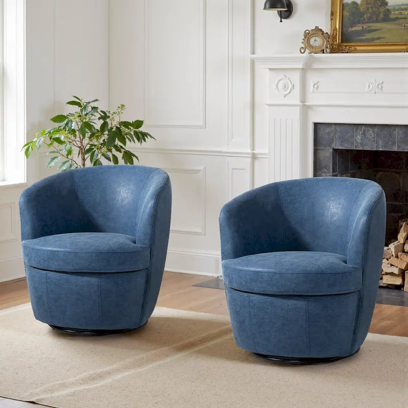 Fauteuil pivotant moderne en cuir, fauteuil tonneau rembourré