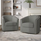 Ensemble de 2 fauteuils pivotants rembourrés avec garniture cloutée