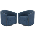 Ensemble de 2 fauteuils pivotants rembourrés avec garniture cloutée