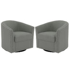 Ensemble de 2 fauteuils pivotants rembourrés avec garniture cloutée