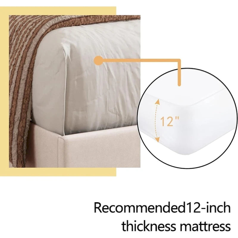 Cadre de lit plateforme rembourré alazyhome avec tête de lit capitonnée à boutons