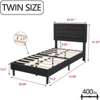 Cadre de lit plateforme rembourré alazyhome avec tête de lit capitonnée à boutons