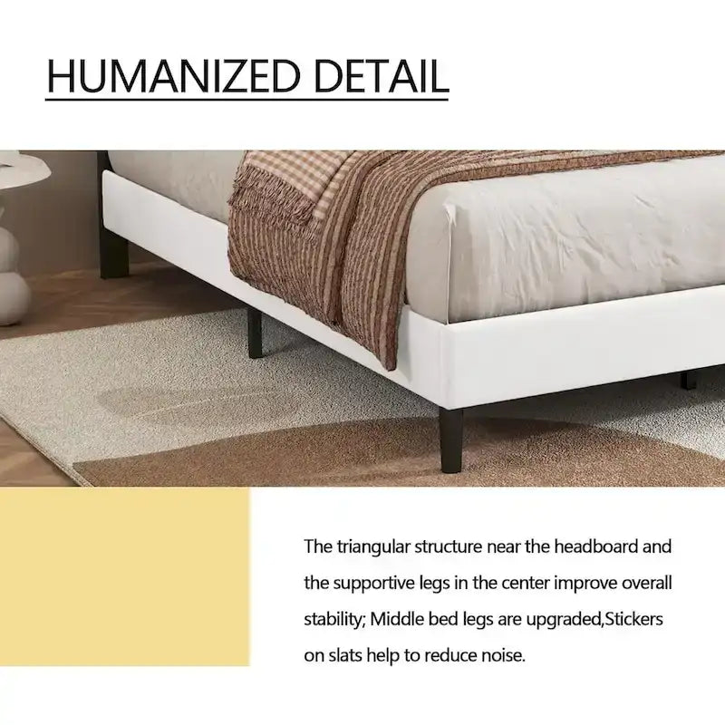 Cadre de lit plateforme rembourré alazyhome avec tête de lit capitonnée à boutons