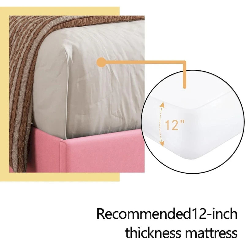 Cadre de lit plateforme rembourré alazyhome avec tête de lit capitonnée à boutons