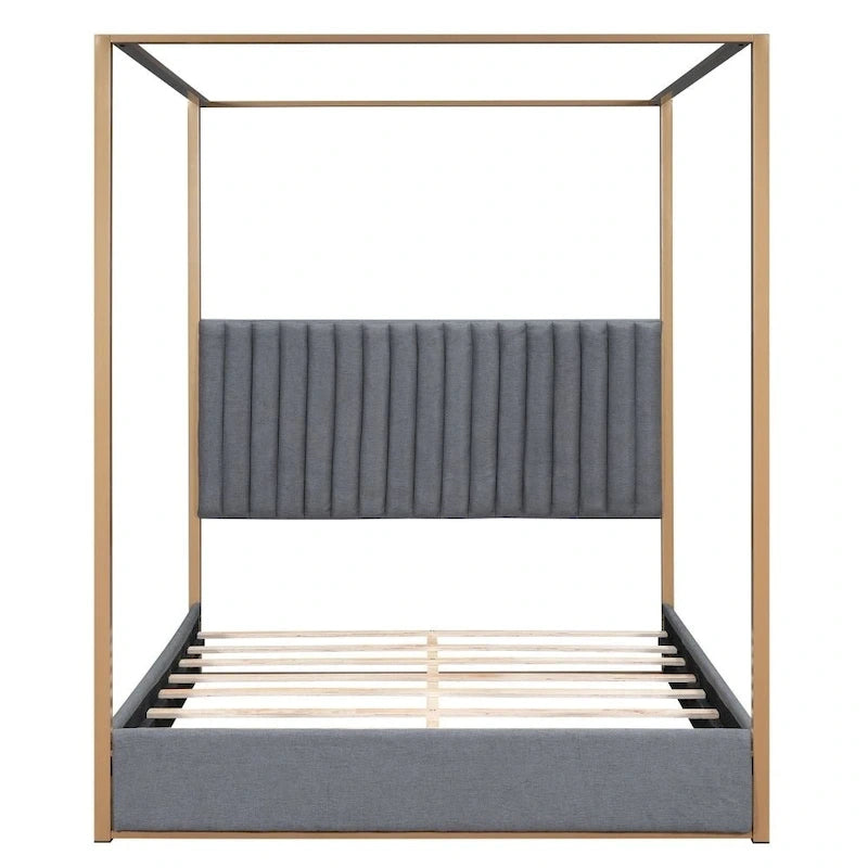 Lit plateforme à baldaquin rembourré Queen Size