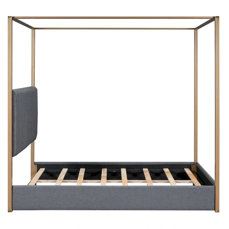 Lit plateforme à baldaquin rembourré Queen Size