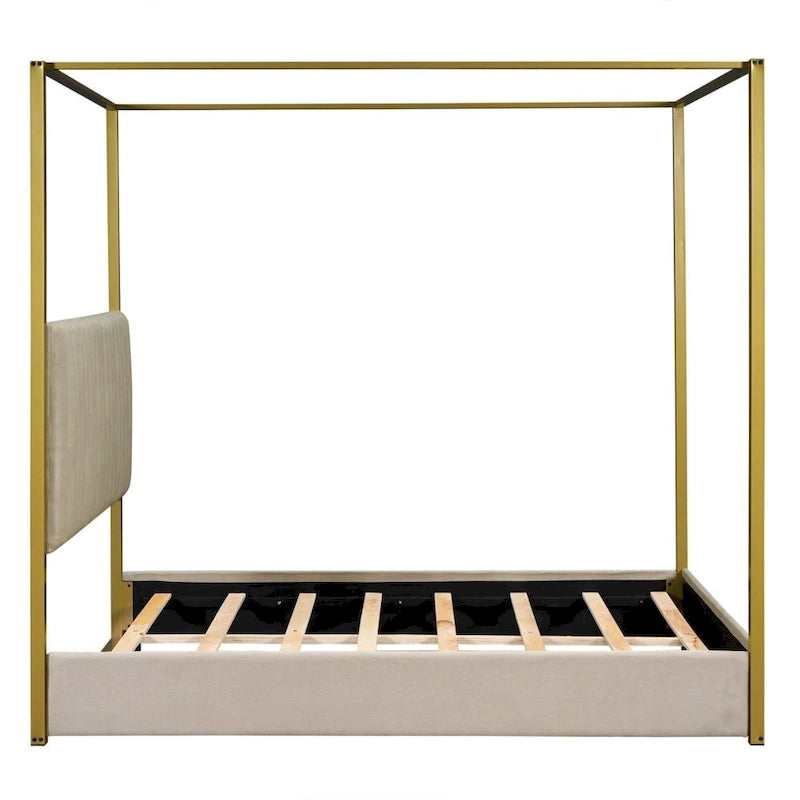 Lit plateforme à baldaquin rembourré Queen Size