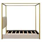 Lit plateforme à baldaquin rembourré Queen Size