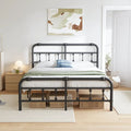 14 Inch Meatl Platform Bed With Headboard And Tailboard For Storage