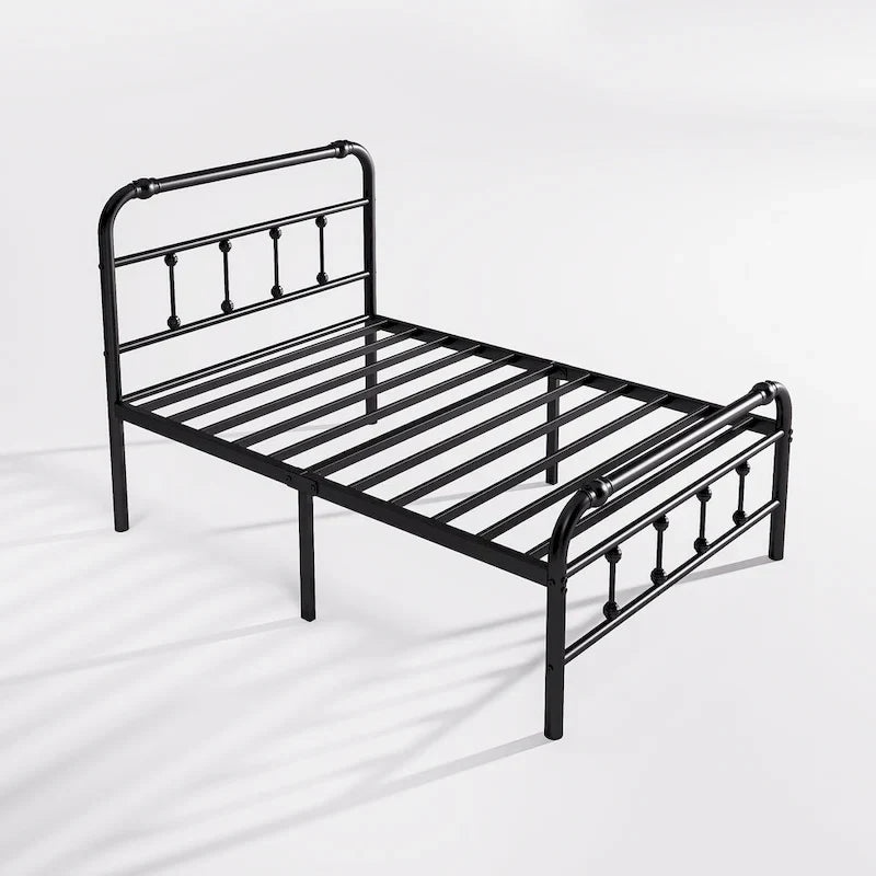 Lit plateforme en métal de 35,5 cm avec tête et pied de lit pour rangement