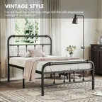 Lit plateforme en métal de 35,5 cm avec tête et pied de lit pour rangement