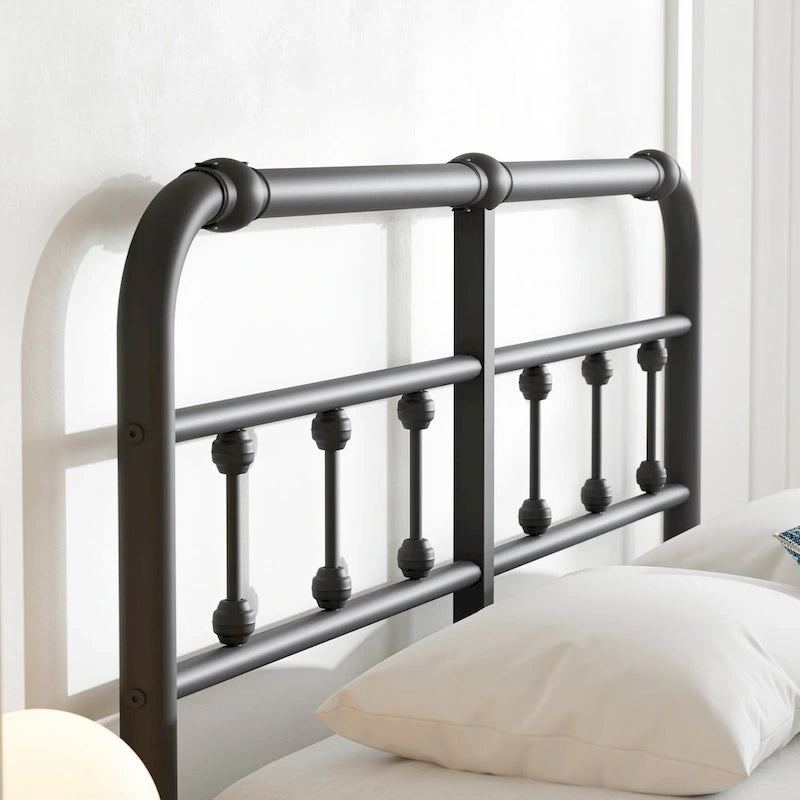 Lit plateforme en métal de 35,5 cm avec tête et pied de lit pour rangement