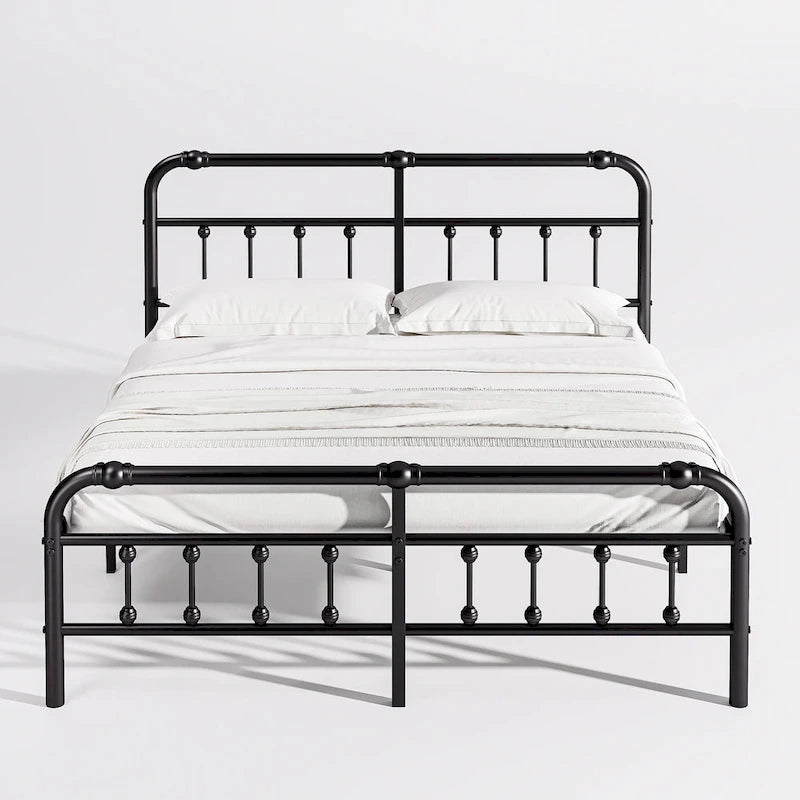 Lit plateforme en métal de 35,5 cm avec tête et pied de lit pour rangement