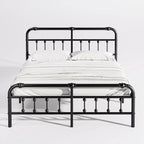 Lit plateforme en métal de 35,5 cm avec tête et pied de lit pour rangement