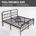 Lit plateforme en métal de 35,5 cm avec tête et pied de lit pour rangement