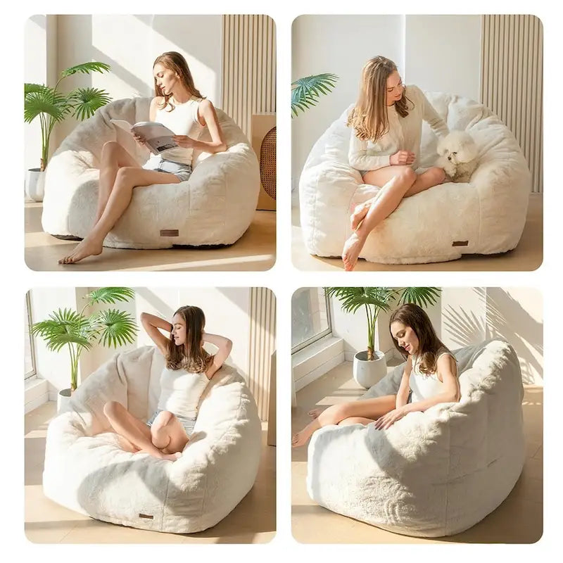 Pouf géant, pouf surdimensionné en forme de coquillage avec rembourrage