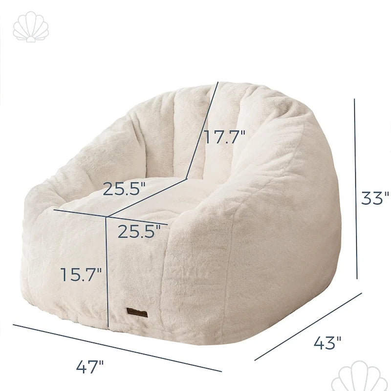 Pouf géant, pouf surdimensionné en forme de coquillage avec rembourrage