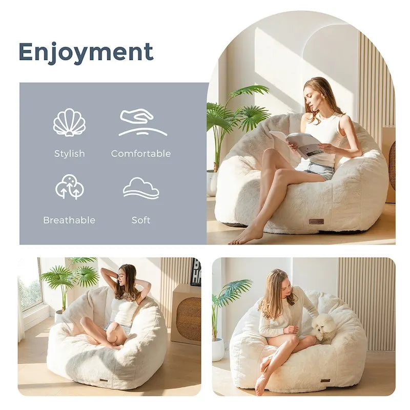 Pouf géant, pouf surdimensionné en forme de coquillage avec rembourrage