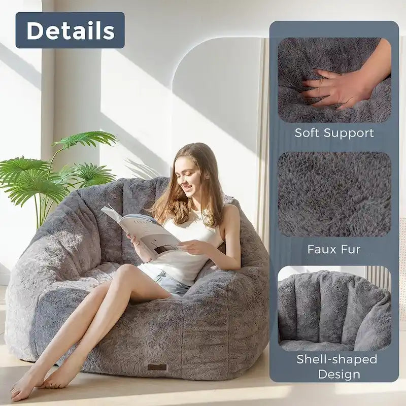 Pouf géant, pouf surdimensionné en forme de coquillage avec rembourrage