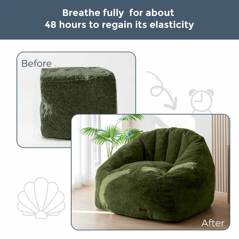 Pouf géant, pouf surdimensionné en forme de coquillage avec rembourrage