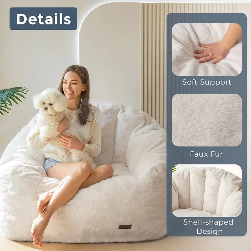 Pouf géant, pouf surdimensionné en forme de coquillage avec rembourrage
