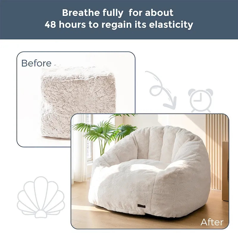 Pouf géant, pouf surdimensionné en forme de coquillage avec rembourrage