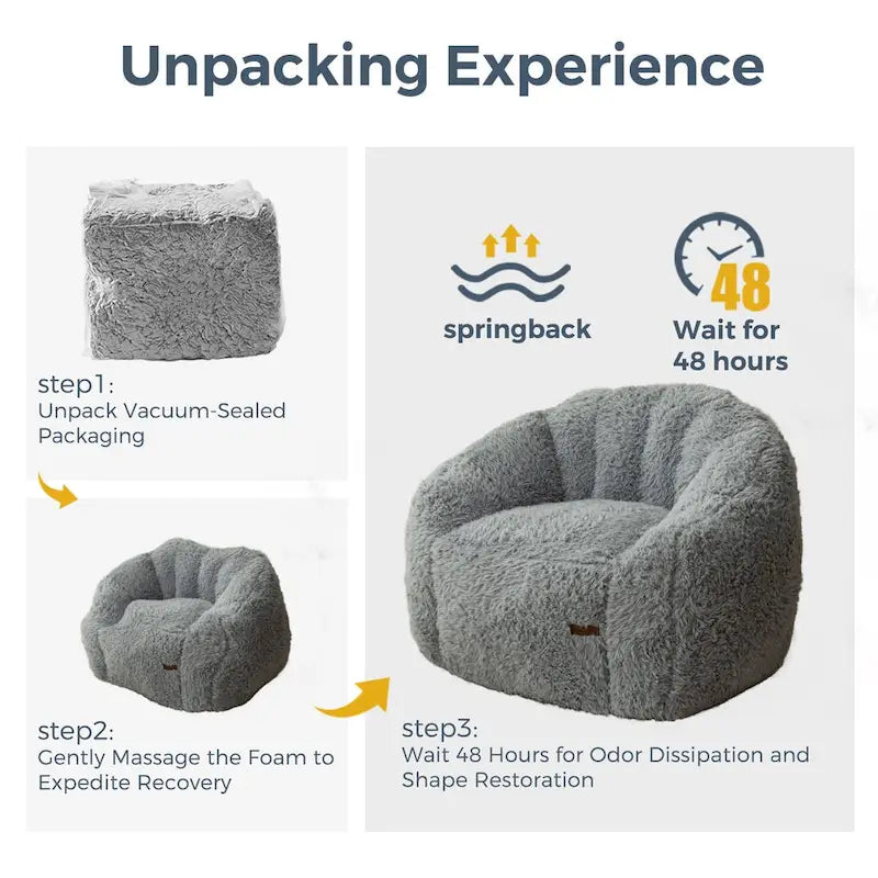 Pouf géant, pouf surdimensionné en forme de coquillage avec rembourrage