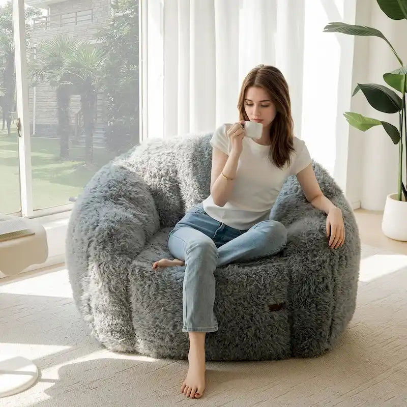 Pouf géant, pouf surdimensionné en forme de coquillage avec rembourrage