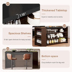 Îlot de cuisine en bois de 55 pouces avec rangement, table îlot fixe à 5 niveaux avec 5 étagères