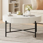 Table basse ronde avec deux tiroirs - Naturel