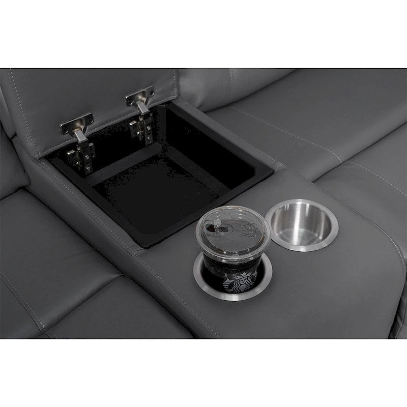 Canapé d'angle inclinable électrique 109, canapé inclinable modulable pour salon avec 2 consoles de rangement et 4 porte-gobelets