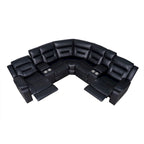 Canapé d'angle inclinable électrique 109, canapé inclinable modulable pour salon avec 2 consoles de rangement et 4 porte-gobelets