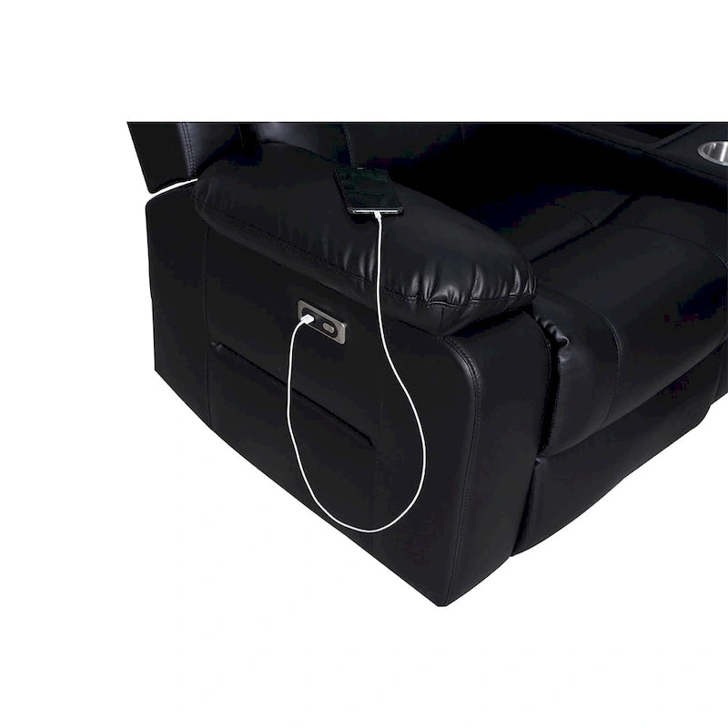 Canapé d'angle inclinable électrique 109, canapé inclinable modulable pour salon avec 2 consoles de rangement et 4 porte-gobelets