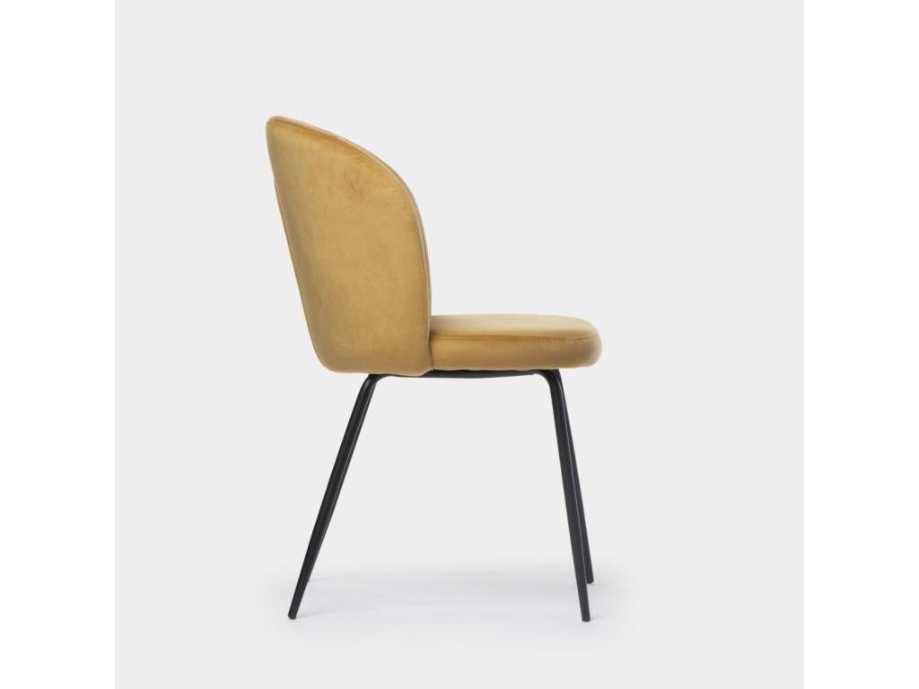 Fauteuil en velours jaune, 53 x 81 cm