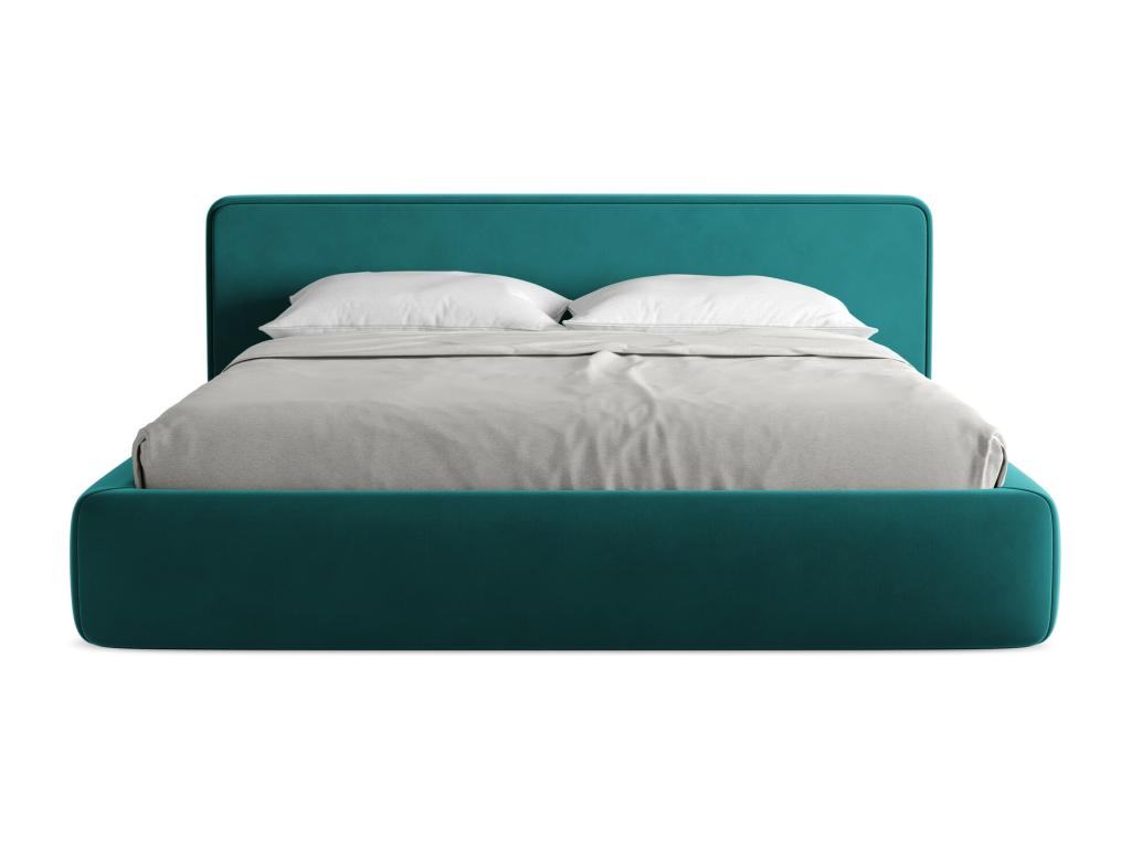 Lit en velours bleu, 180 x 200 cm