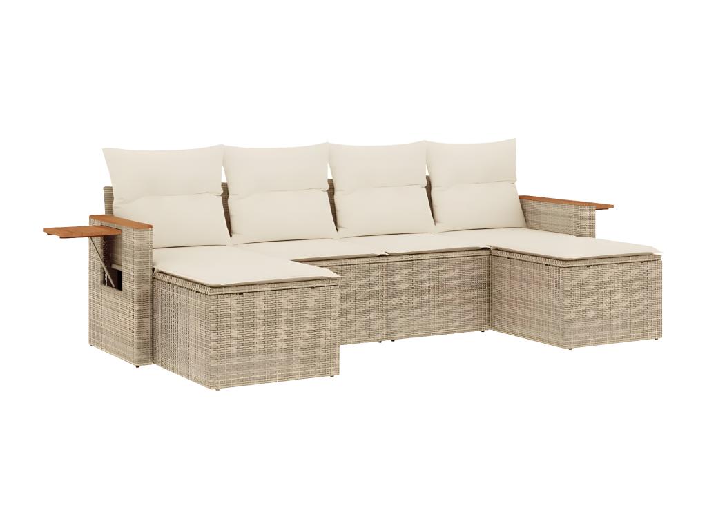 Ensemble de mobilier de jardin en résine tressée beige - dlz1766580604009