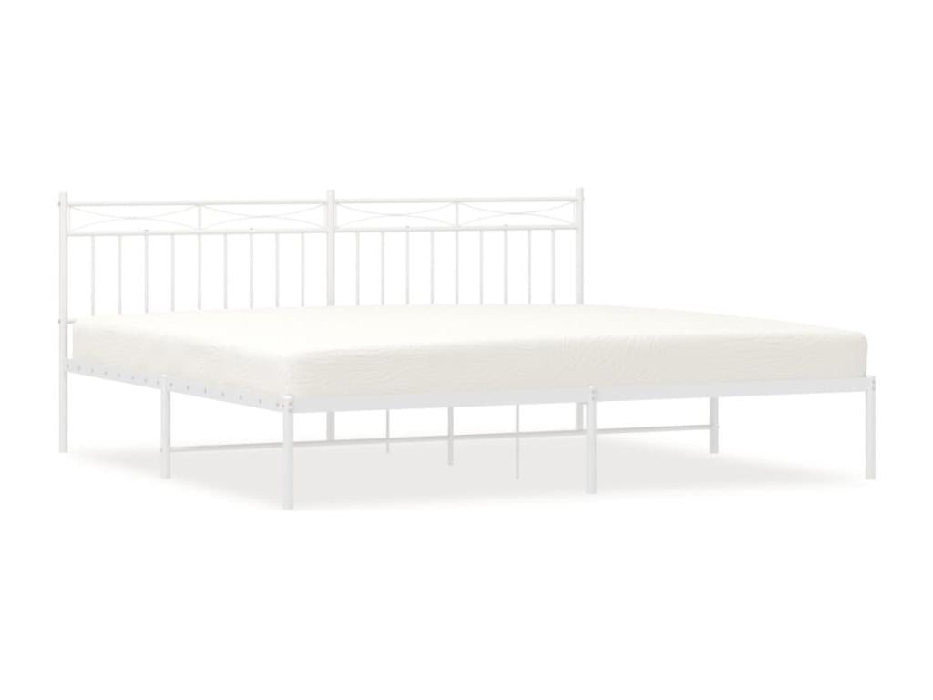 Cadre de lit en métal blanc, 200 x 200 cm