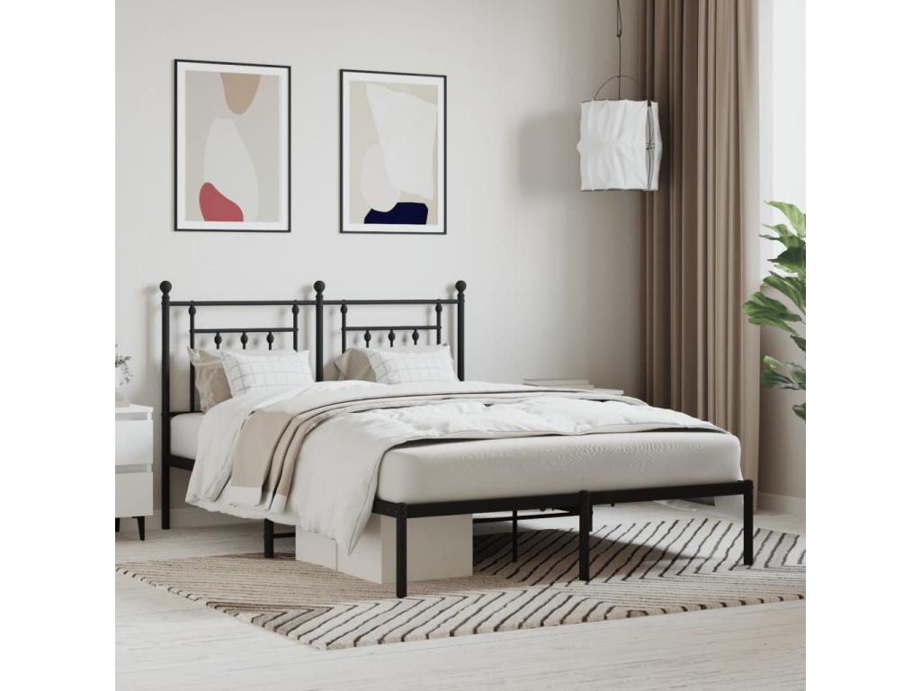 Cadre de lit en métal noir, 140 x 190 cm