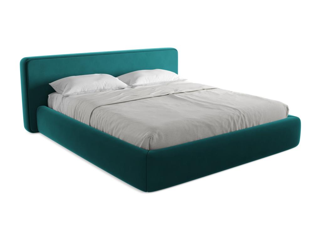 Lit en velours bleu, 180 x 200 cm