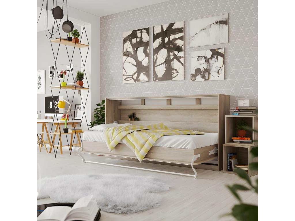 Lit en chêne brun, 90 x 200 cm