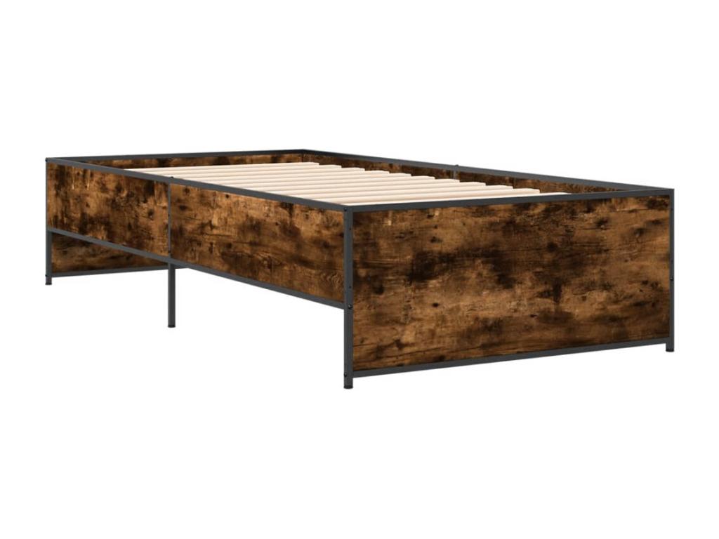 Cadre de lit en bois d'ingénierie brun, 100 x 200 cm