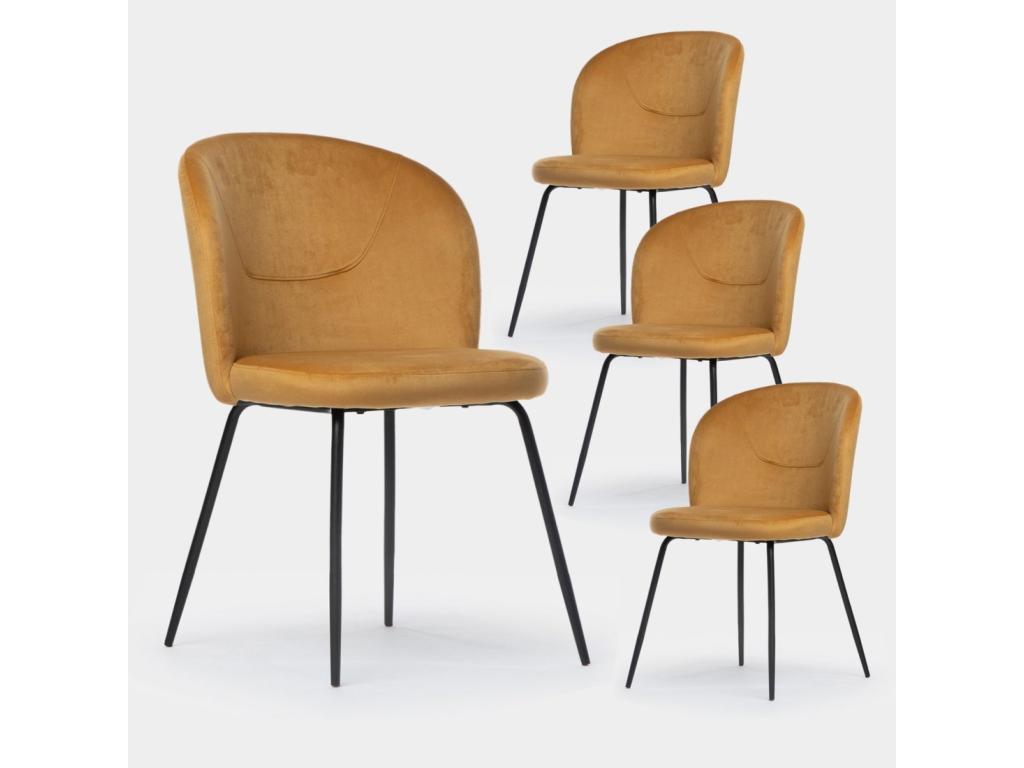 Fauteuil en velours jaune, 53 x 81 cm