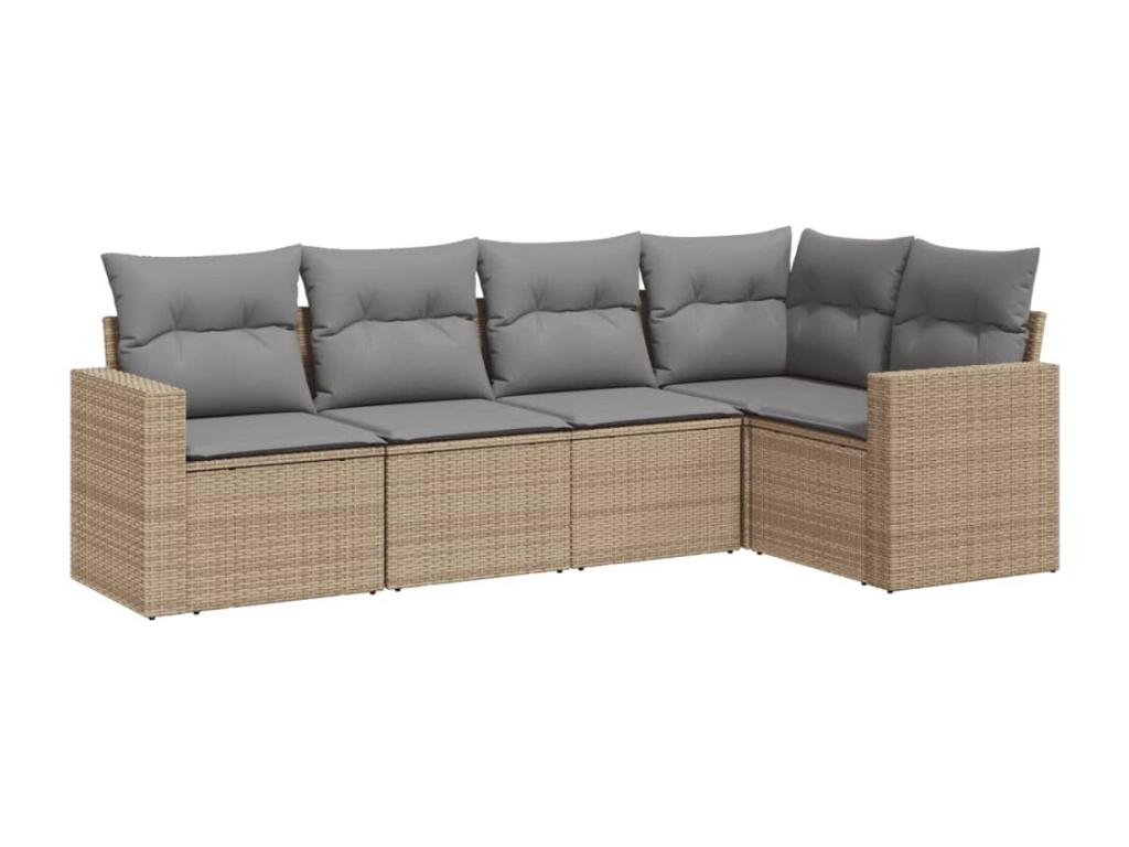 Ensemble de mobilier de jardin en résine tressée beige - dlz1766580918121
