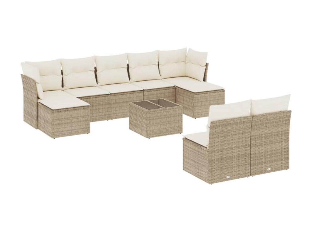 Ensemble de mobilier de jardin en résine tressée beige - dlz1766580345025