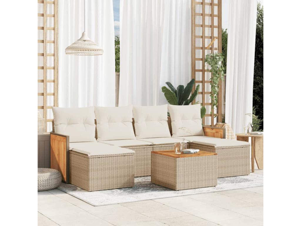 Ensemble de mobilier de jardin en résine tressée beige - dlz1766580566907